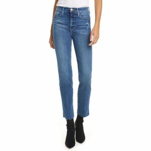 Frame Le Sylvie Slender Straight Jeans Size 27 Raw Hem